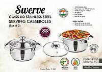 Swerve: Glass lid Stainless Steel Serving Casseroles