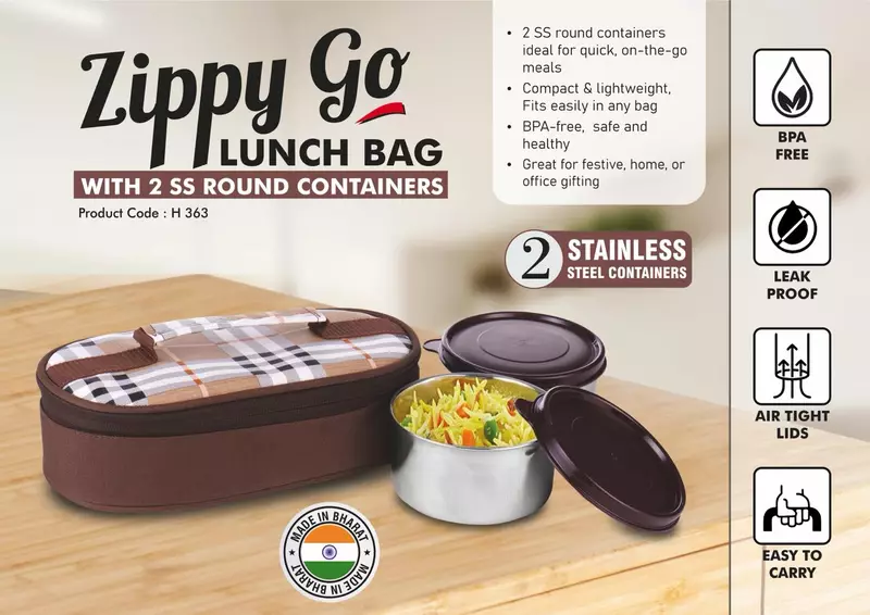 Zippy Go: Lunch bag with 2 SS round containers