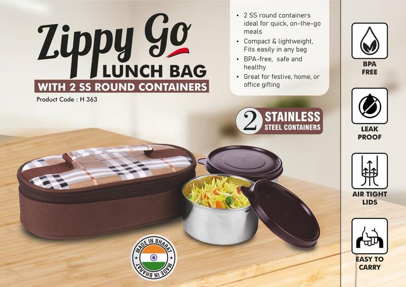 Zippy Go: Lunch bag with 2 SS round containers