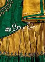 Designer Half Saree Lehenga with Stitched Silk Blouse and Davani