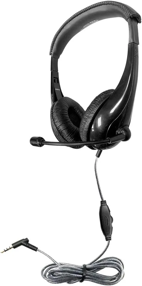 Hamilton Buhl Motiv8 Mid-Sized Headset With Gooseneck Mic And In-line Volume Control - Stereo - Wired - M8BK2