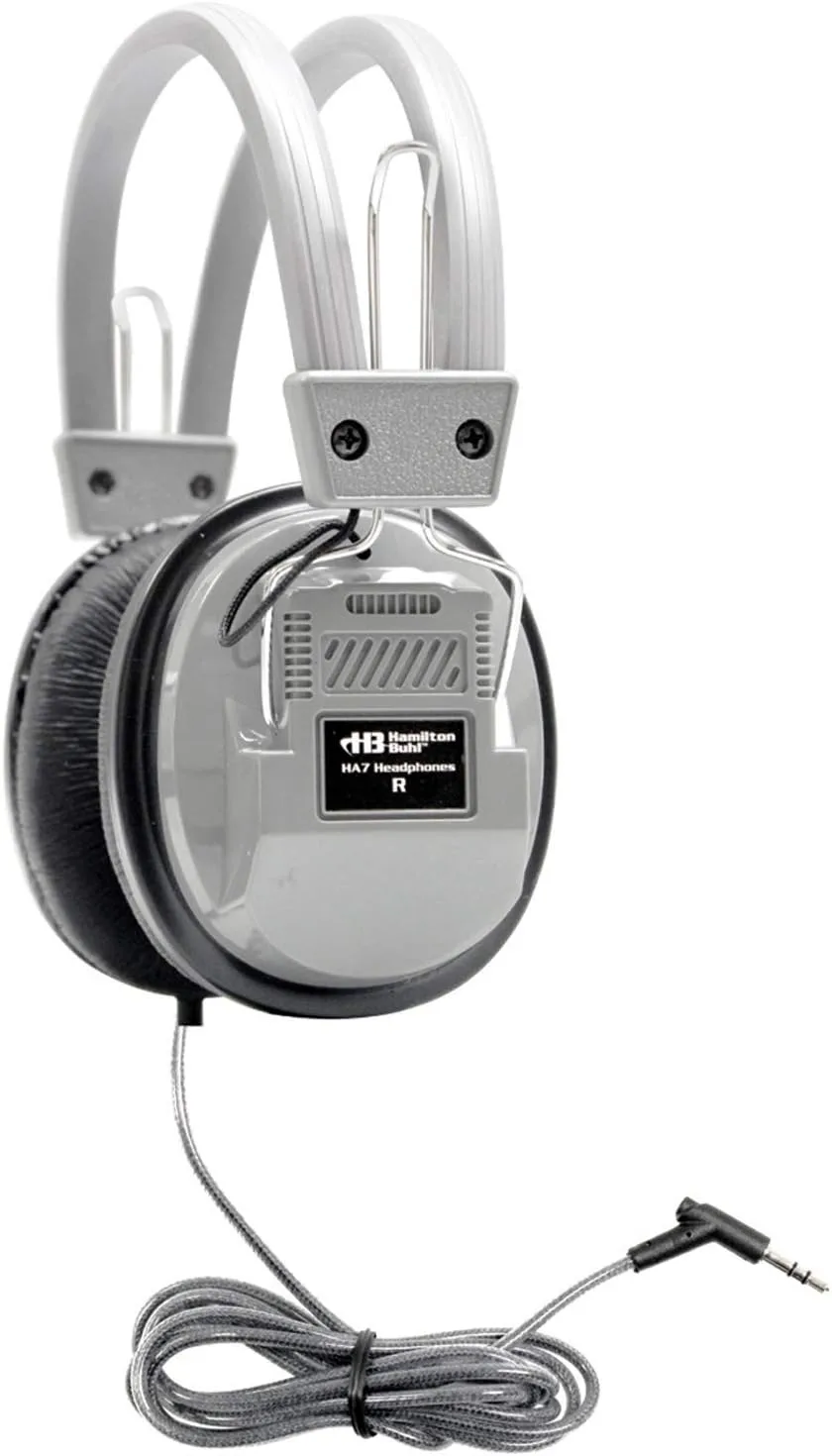 HamiltonBuhl SchoolMate Deluxe HA7 Mono/Stereo Headphones With 3.5mm Plug, Silver/Black