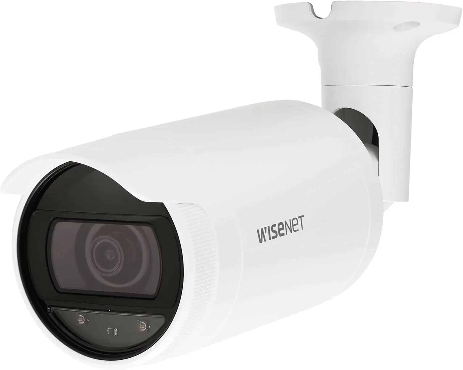 HANWHA ANO-L7012R Wisenet IR Bullet Camera, White; 4MP Resolution; 1/3" CMOS Sensor; IR Visibility Up to 65.6 feet