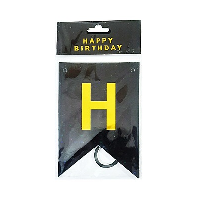 Premium Black Holographic Happy Birthday Banner – Gold Letter Pennant Style