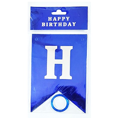 Happy Birthday Banner – Blue with Plain Shine - Large