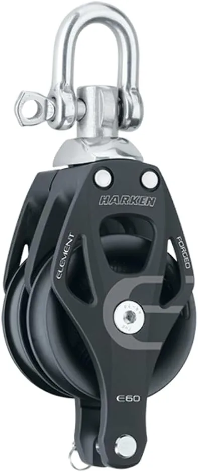 Harken 60mm Double Aluminum Element Block w/Swivel & Becket