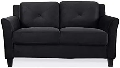 Harper Tufted Tufted Back Cushion Microfiber Loveseat - Lifestyle Solutions (Black)
