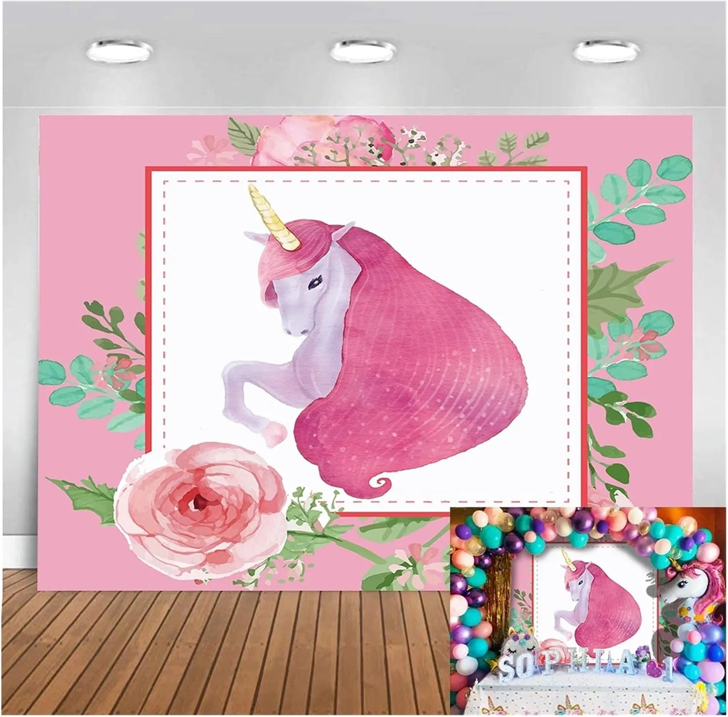 The Handsome And Beautiful Unicorn Can Be Used As The Background Cloth For Children's Birthday Party Photography. It Is Made