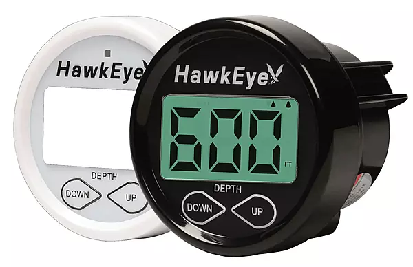 HAWKEYE DepthTrax 2B In-Dash Transom Mount Digital Depth Finder — 600 ft