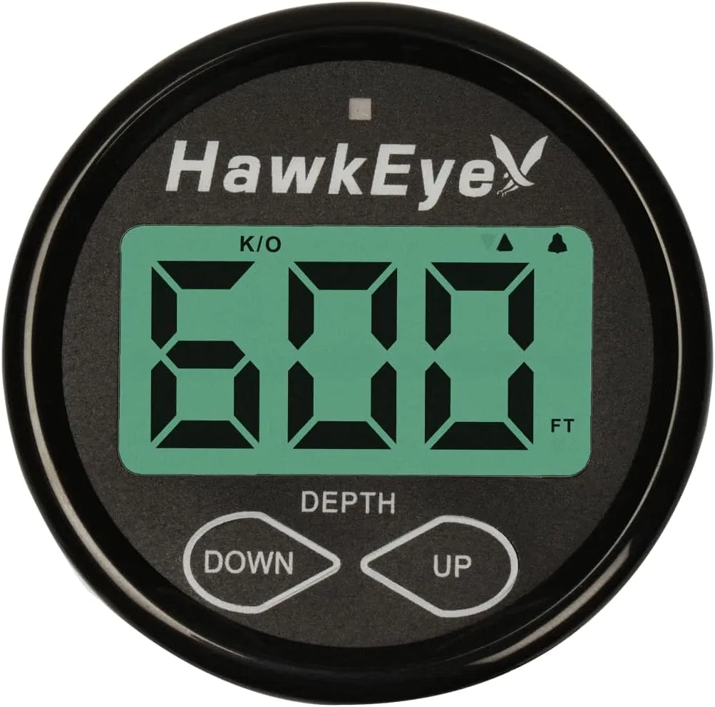 HAWKEYE DepthTrax 2B In-Dash Transom Mount Digital Depth Finder — 600 ft
