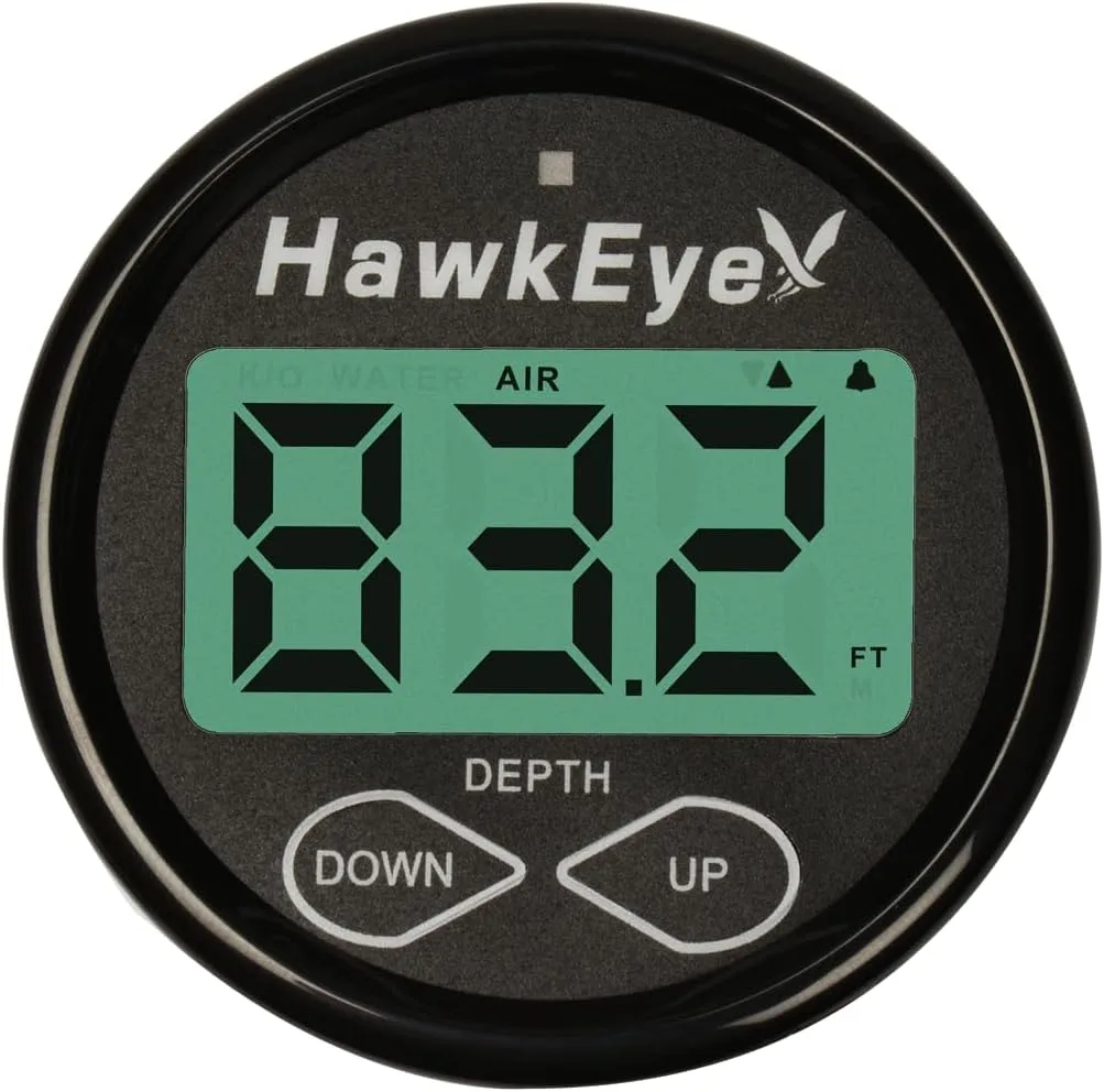 HawkEye DT2BX-TM In-Dash Depth Sounder with Air and Water Temperature (Includes Airmar Transom Mount Transducer)