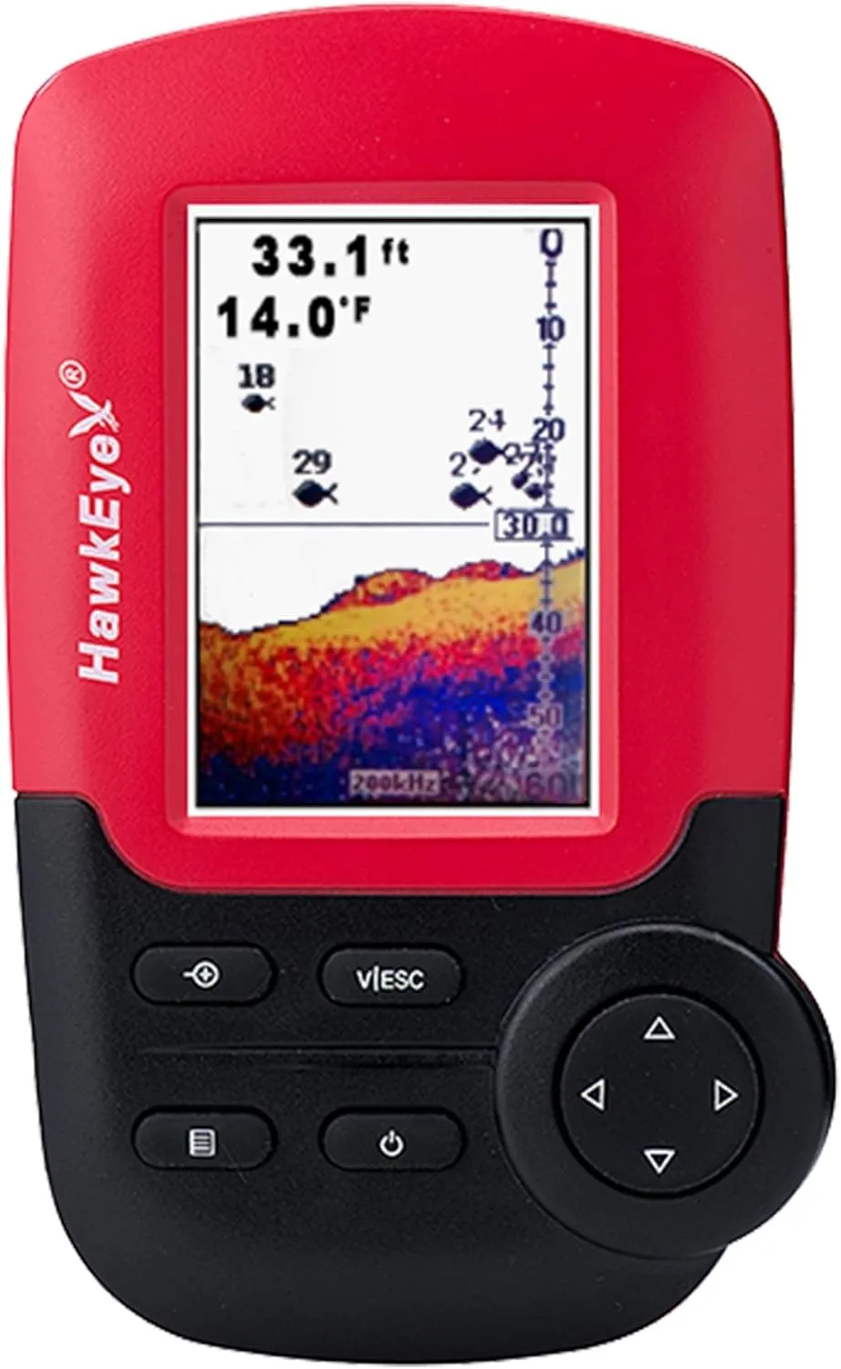 HawkEye Fishtrax 1C Fish Finder with HD Color Virtuview Display, Black/Red, 2" H x 1.6" W Screen Size
