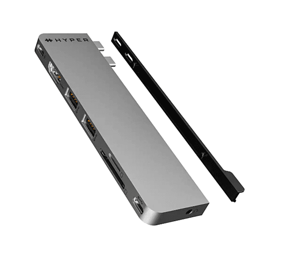 Hub USB Type C 8 En 2  4K HDMI, USB4/Thunderbolt 4, 1 USB-C, 2 USB-A, microSD/SD, travel dock for MacBook/PC Gris