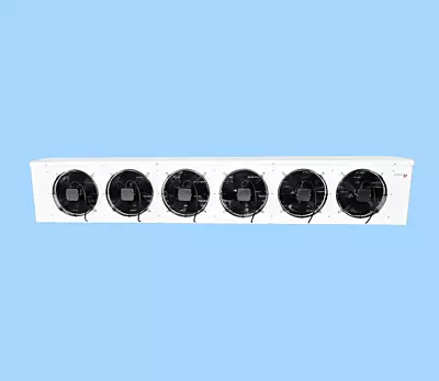 Evaporador Hispania Bajo Perfil Deshielo por Aire y Eléctrico  Modelo HEA-6A 382-6B Voltaje 230V/1F/60HZ   BTU/HR 25 °F y 10  °F TD 38240   BTU/HR -20 °F y 10 °F TD   A.P.P. 6.3 Ventiladores 6