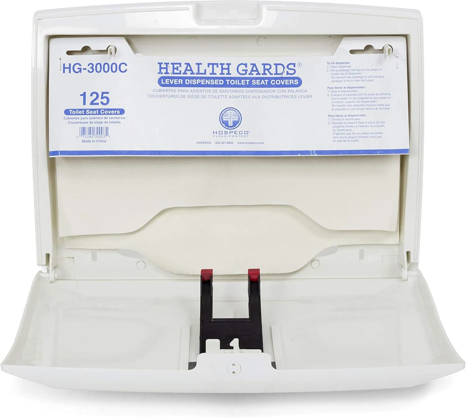 Hospeco Health Gards Lever Activated Toilet Seat Cover Dispenser System, White