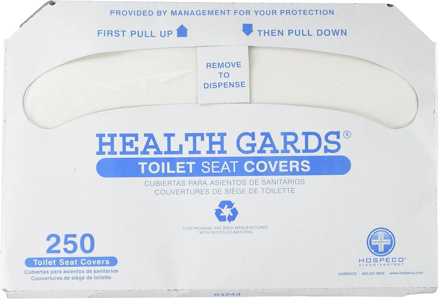 Health Gards Toilet Seat Covers - Half-Fold White - 250/Pack, 20 Packs/Carton (5000)