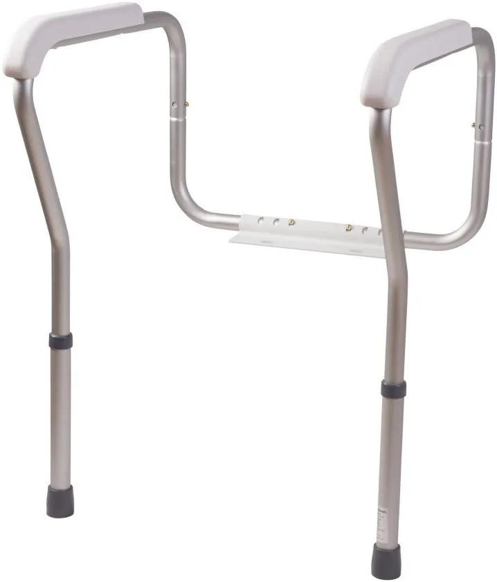 HealthSmart Adjustable Germ-Free Toilet Rails Safety Arms, 12inH x 27inW x 24inD, White