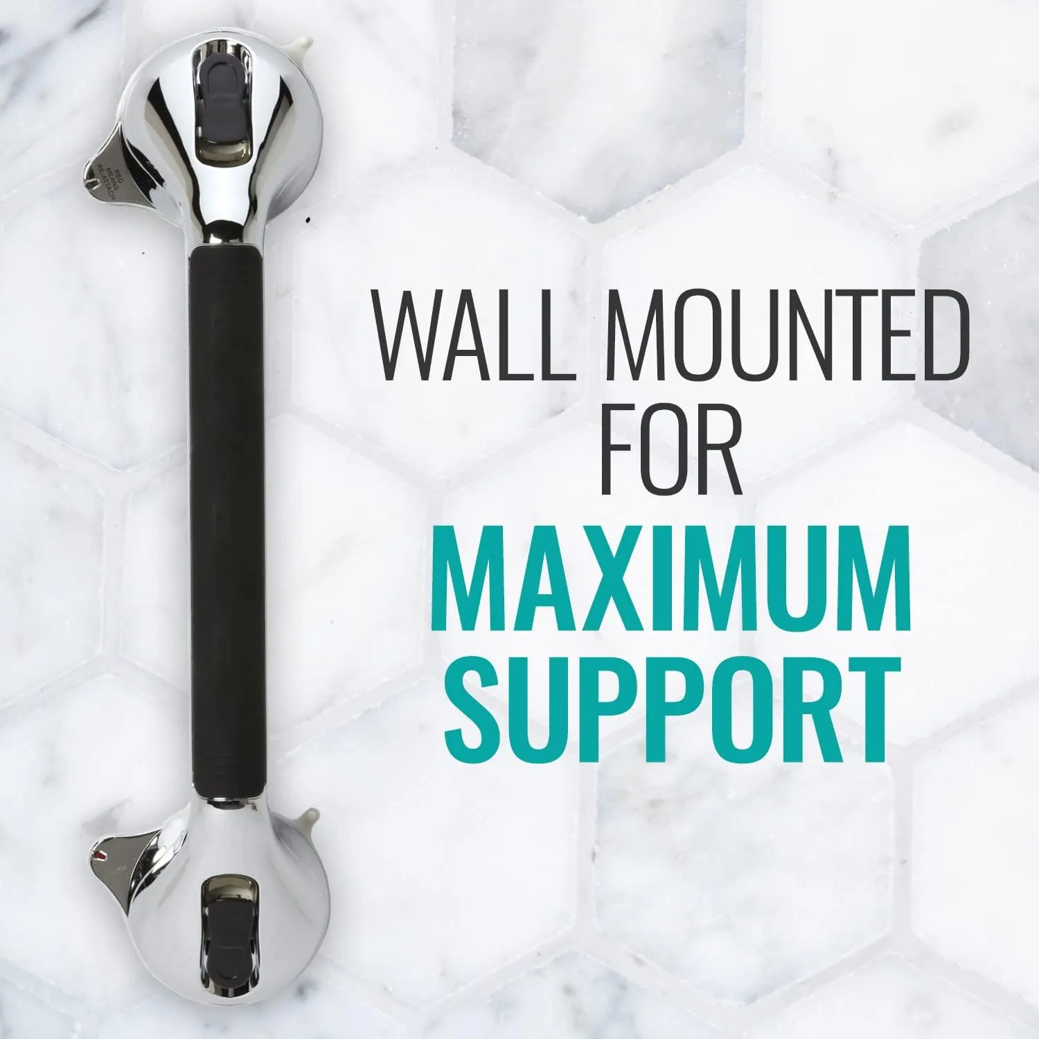 HealthSmart Suction Cup Grab Bar With Germ Protection, 16inH x 2inW x 3 1/2inD, Chrome