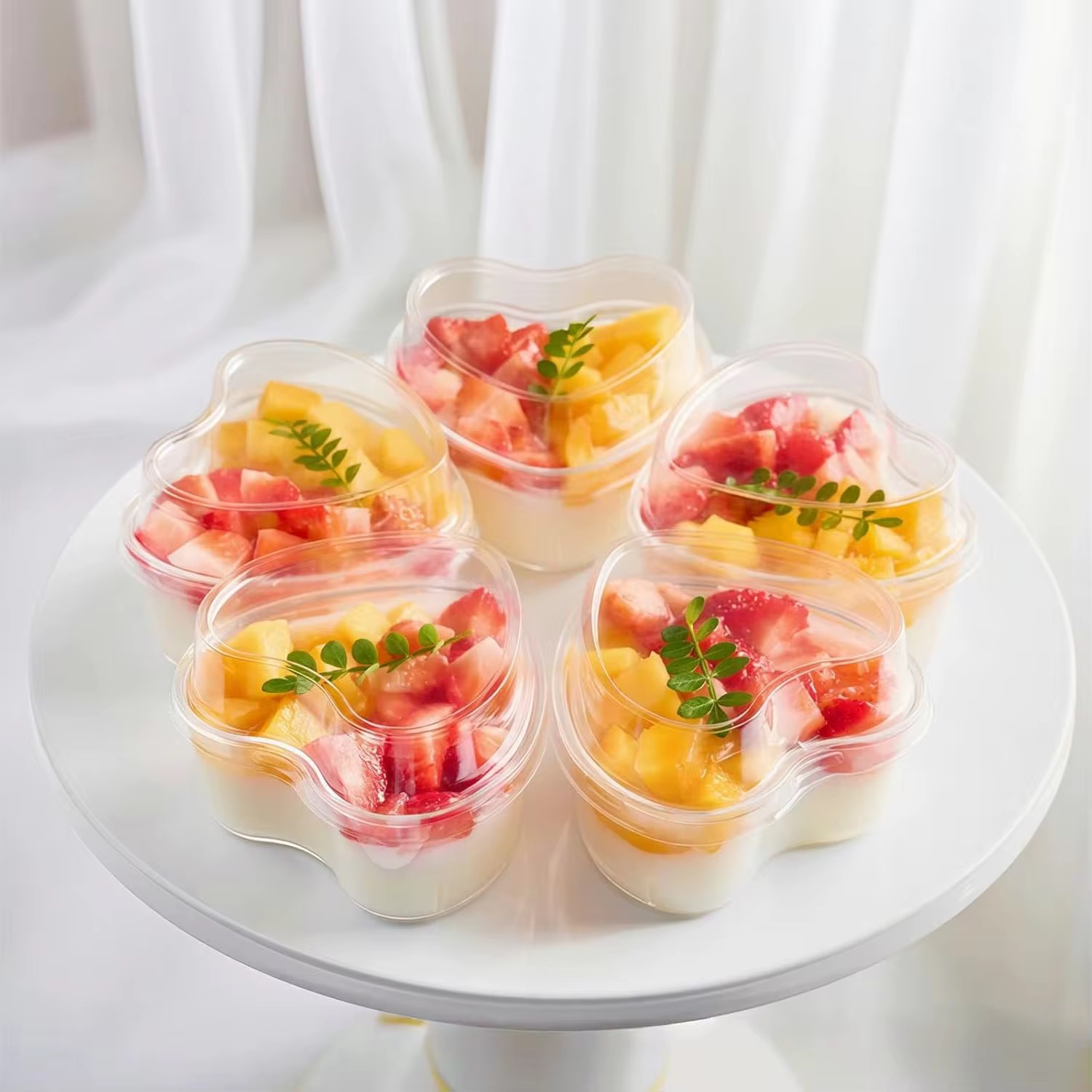150ml HEART ACRYLIC DESSERT CUP CUP WITH LID