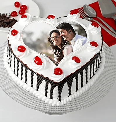 Heart Shaped Black Forest Photo Cake Heart Shaped Black Forest Photo Cake