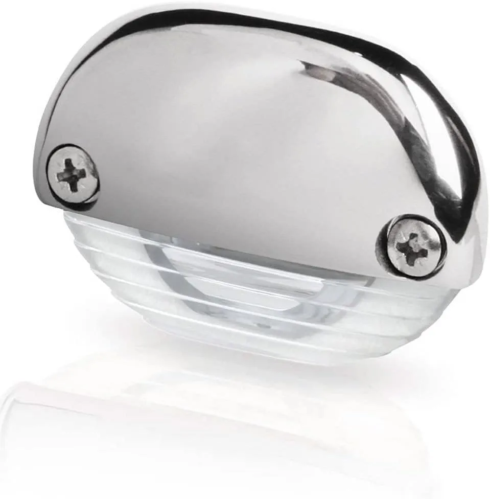 HELLA 958126001 8560 Series' Easy Fit Multivolt White 12-24V DC LED Step Light with Clear Lens and Chrome Plated Plastic Cap