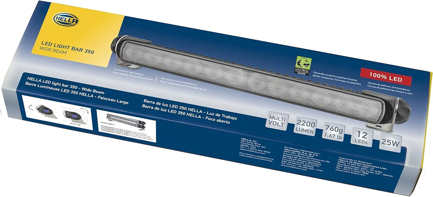 HELLA 958040521 LED Light Bar 350 (Wide Beam with Dimming Function), Multi