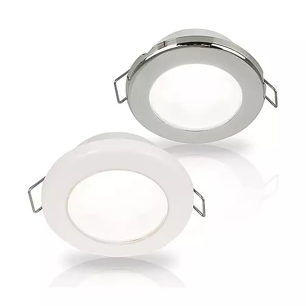 Hella Marine EuroLED 75 3" Round Spring Mount Down Light - White LED - White Plastic Rim - 12V