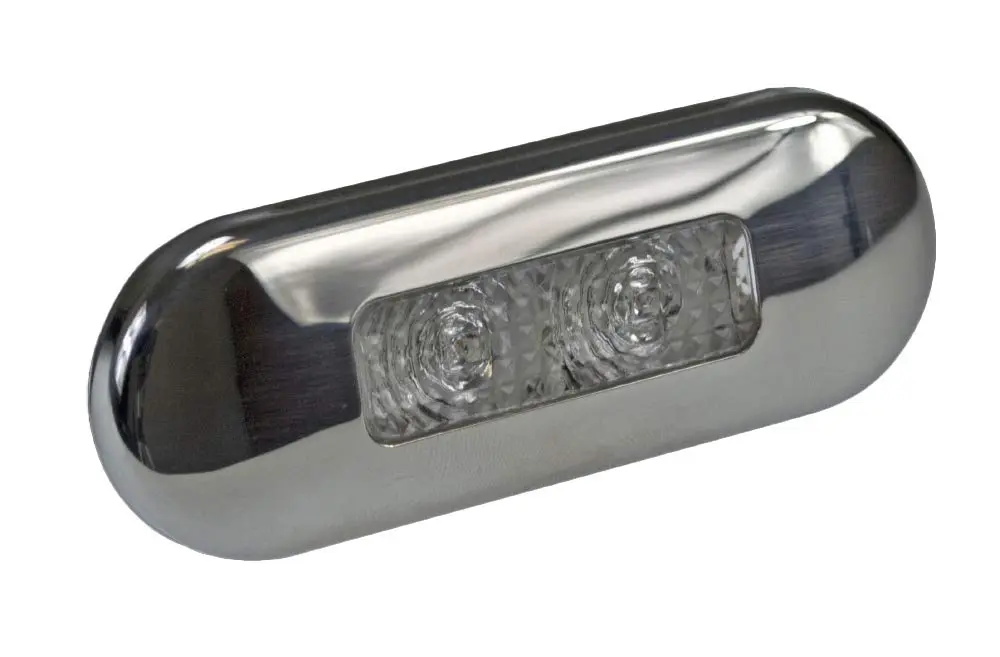 Hella Marine Surface Mount Oblong LED Courtesy Lamp - Red LED - Stainless Steel Bezel