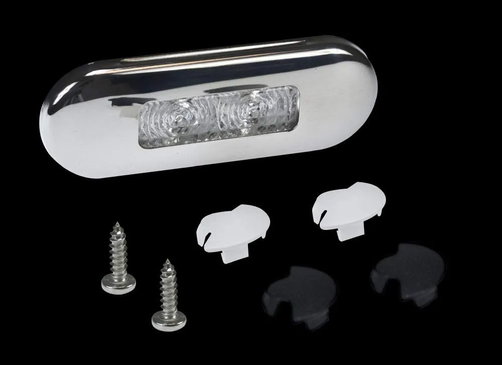 Hella Marine Surface Mount Oblong LED Courtesy Lamp - Red LED - Stainless Steel Bezel