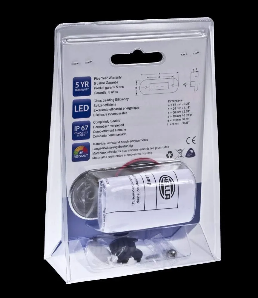 Hella Marine Surface Mount Oblong LED Courtesy Lamp - Red LED - Stainless Steel Bezel