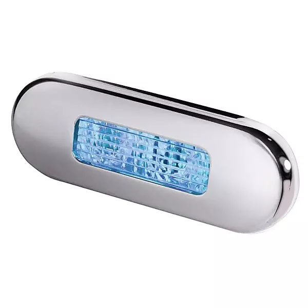 Hella Marine Surface Mount Oblong LED Courtesy Lamp - Blue LED - Stainless Steel Bezel