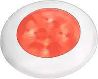 Hella Marine Red LED Round Courtesy Lamp - White Bezel - 24V