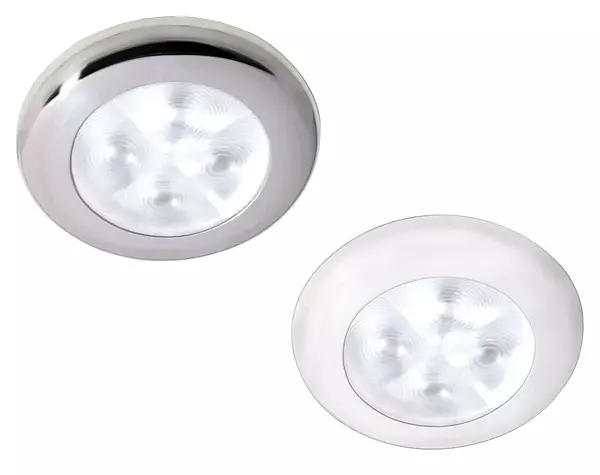 Hella Marine Slim Line LED 'Enhanced Brightness' Round Courtesy Lamp - White LED - Stainless Steel Bezel - 12V