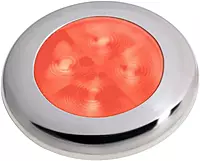Hella Marine Slim Line LED 'Enhanced Brightness' Round Courtesy Lamp - Red LED - Stainless Steel Bezel - 12V