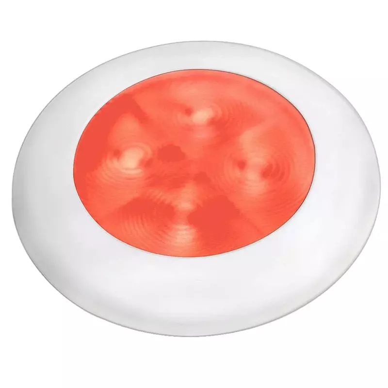 Hella Marine Slim Line LED 'Enhanced Brightness' Round Courtesy Lamp - Red LED - White Plastic Bezel - 12V