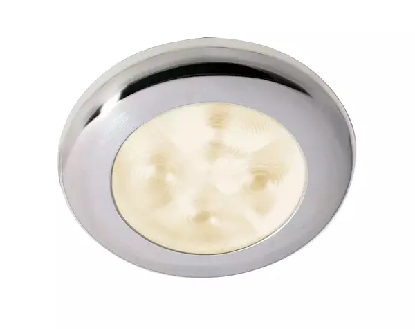 Hella Marine Slim Line LED 'Enhanced Brightness' Round Courtesy Lamp - Warm White LED - Stainless Steel Bezel - 12V