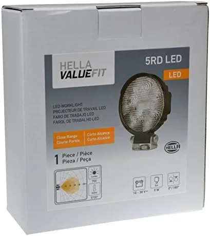 HELLA 357108001 ValueFit 5 Round LED Close Range Worklight, Black