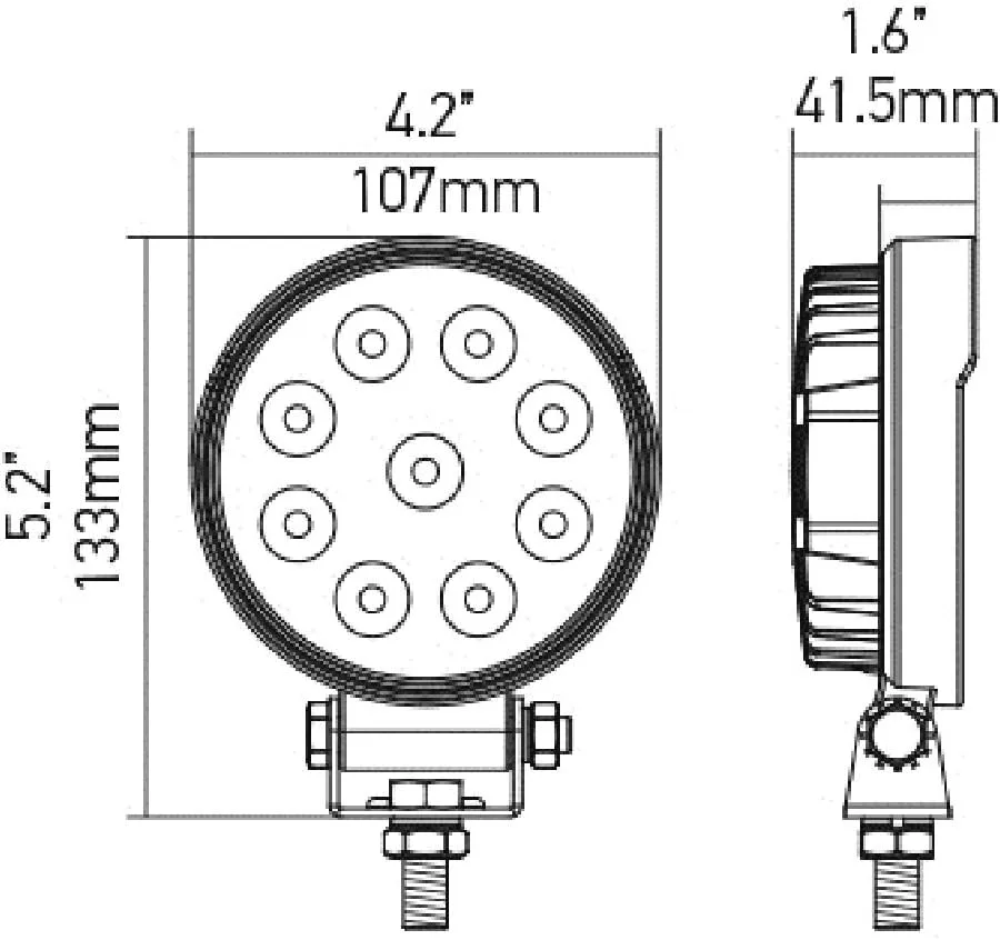 HELLA 357101002 ValueFit 5 Round 1.0 LED Close Range Worklight, Black