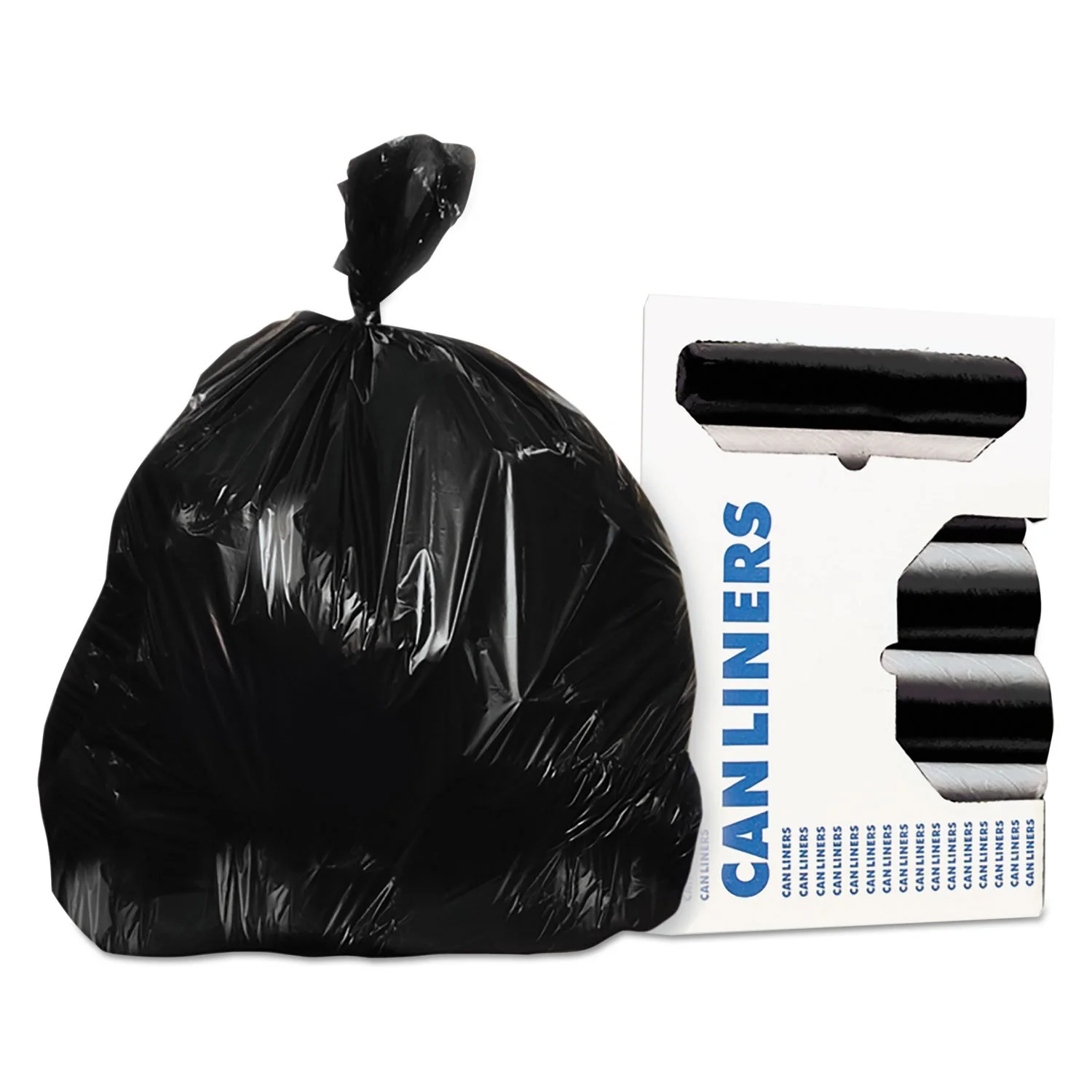 HERITAGE AccuFit 1.3mil Black Can Liners, 37 x 50 in, 100ct