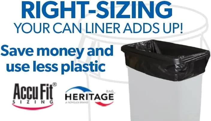 AccuFit 23 Gallon Can Liner by Heritage Bag Co. (200 Pack) 28"x45" 0.9mil Clear
