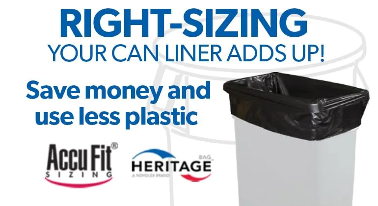 AccuFit 32 Gallon Can Liner by Heritage Bag Co. (100 Pack) 33"x44" 0.9mil Clear
