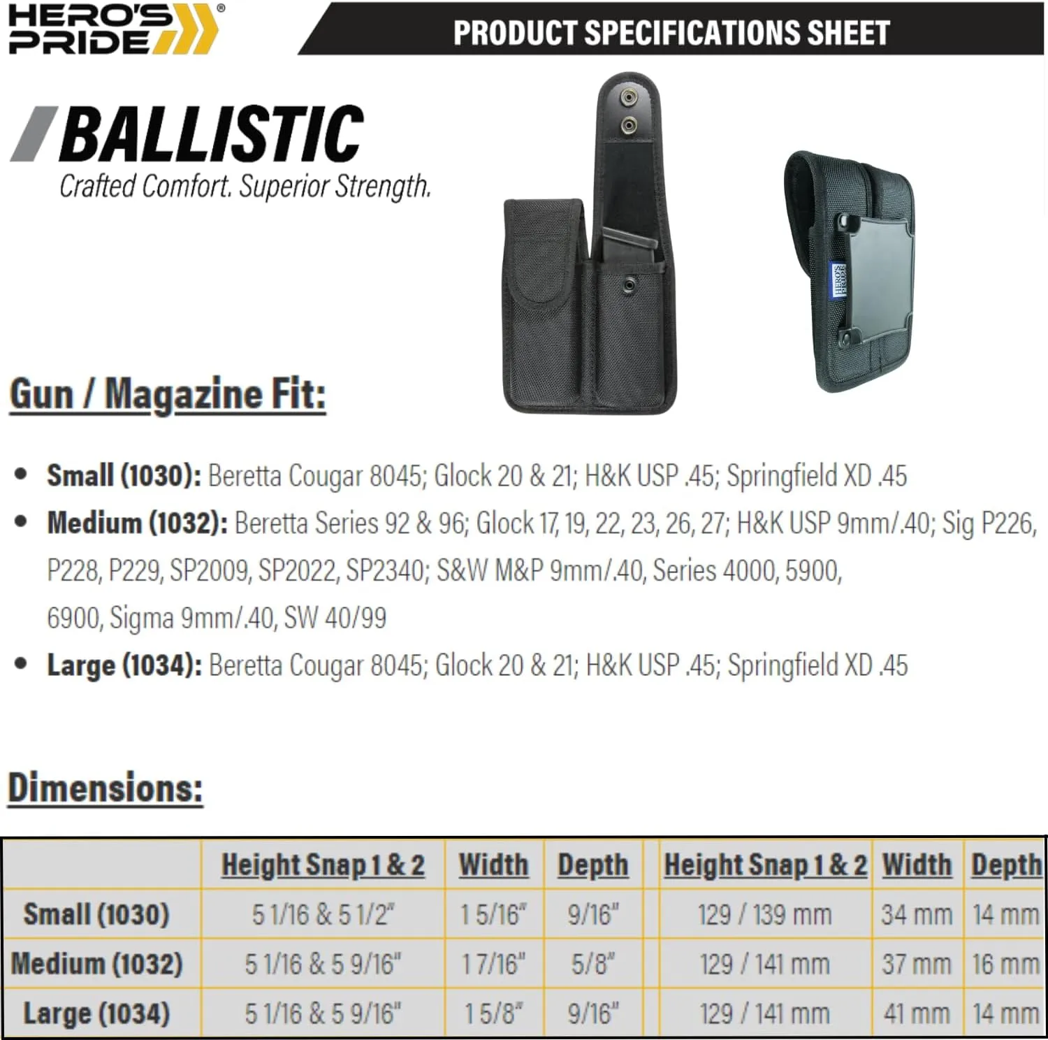 HERO'S PRIDE Ballistic Double Magazine Case for Duty Belt