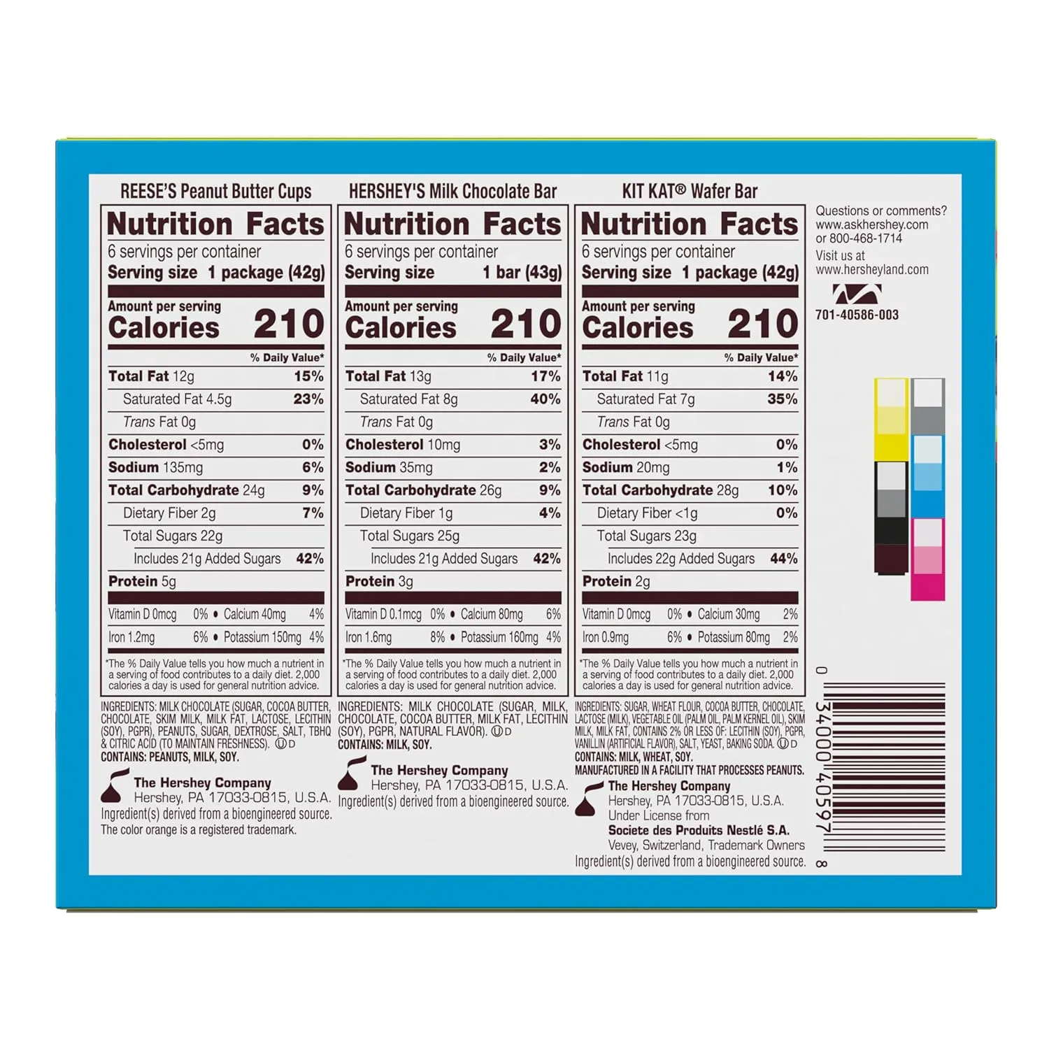 HERSHEY'S, KIT KAT and REESE'S Assorted Milk Chocolate Candy Variety Box, 27.3 oz (18 Count)