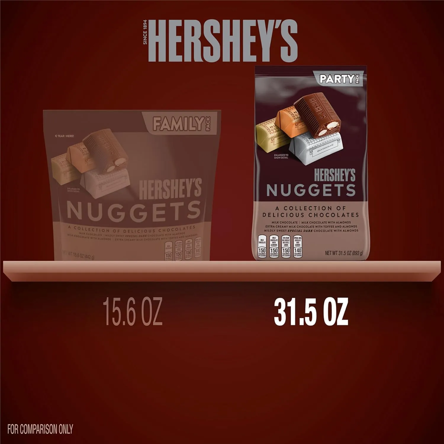 HERSHEY'S NUGGETS Assorted Chocolate Candy Party Pack, 31.5 oz