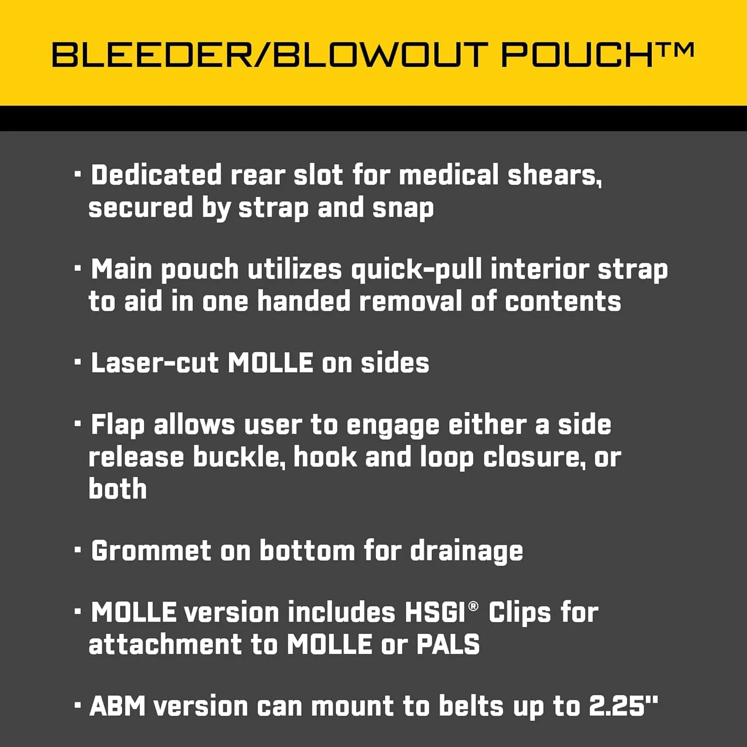 HIGH SPEED GEAR Bleeder/Blowout Pouch – Medical MOLLE Pouch