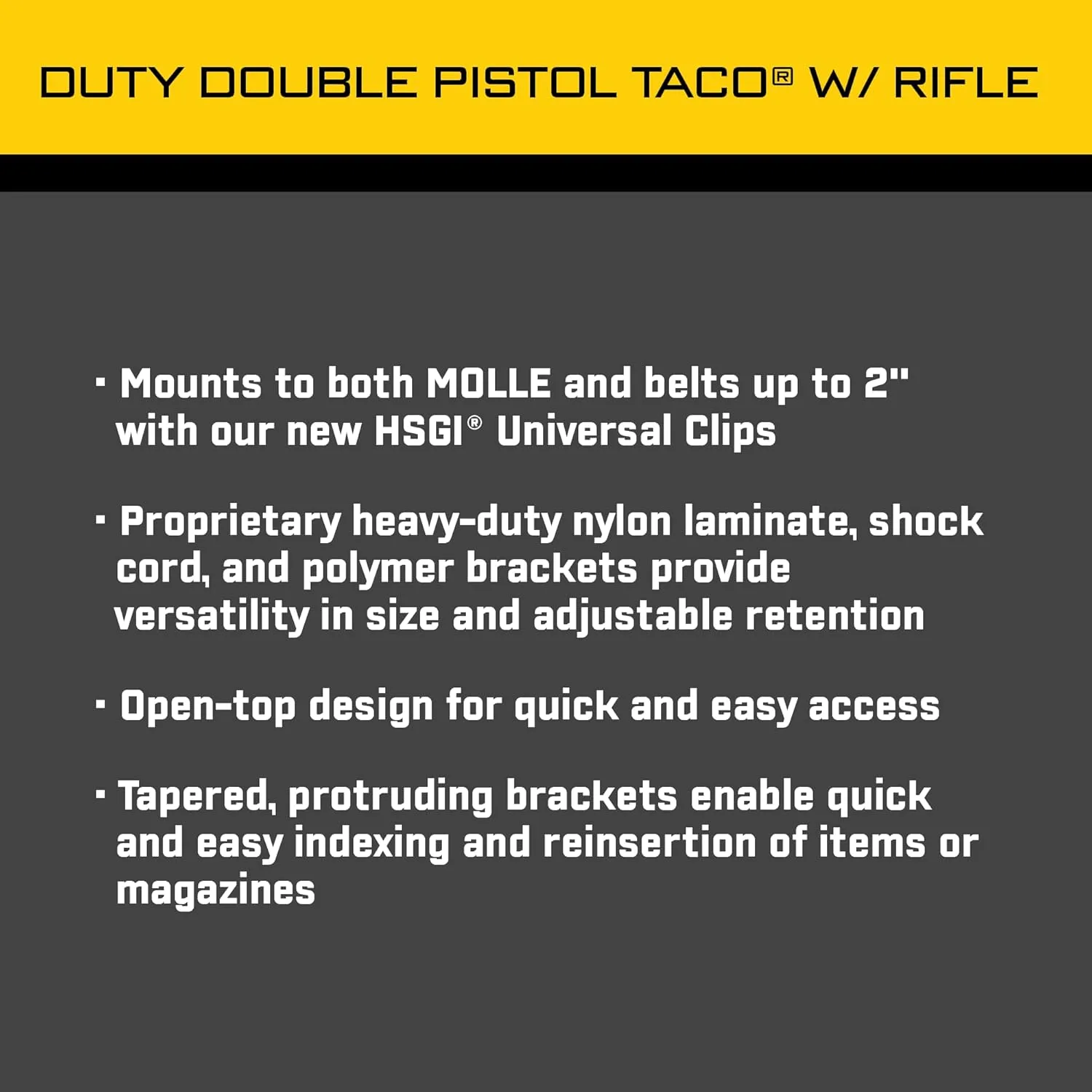 HIGH SPEED GEAR Duty Double Pistol TACO MOLLE Mag Pouch