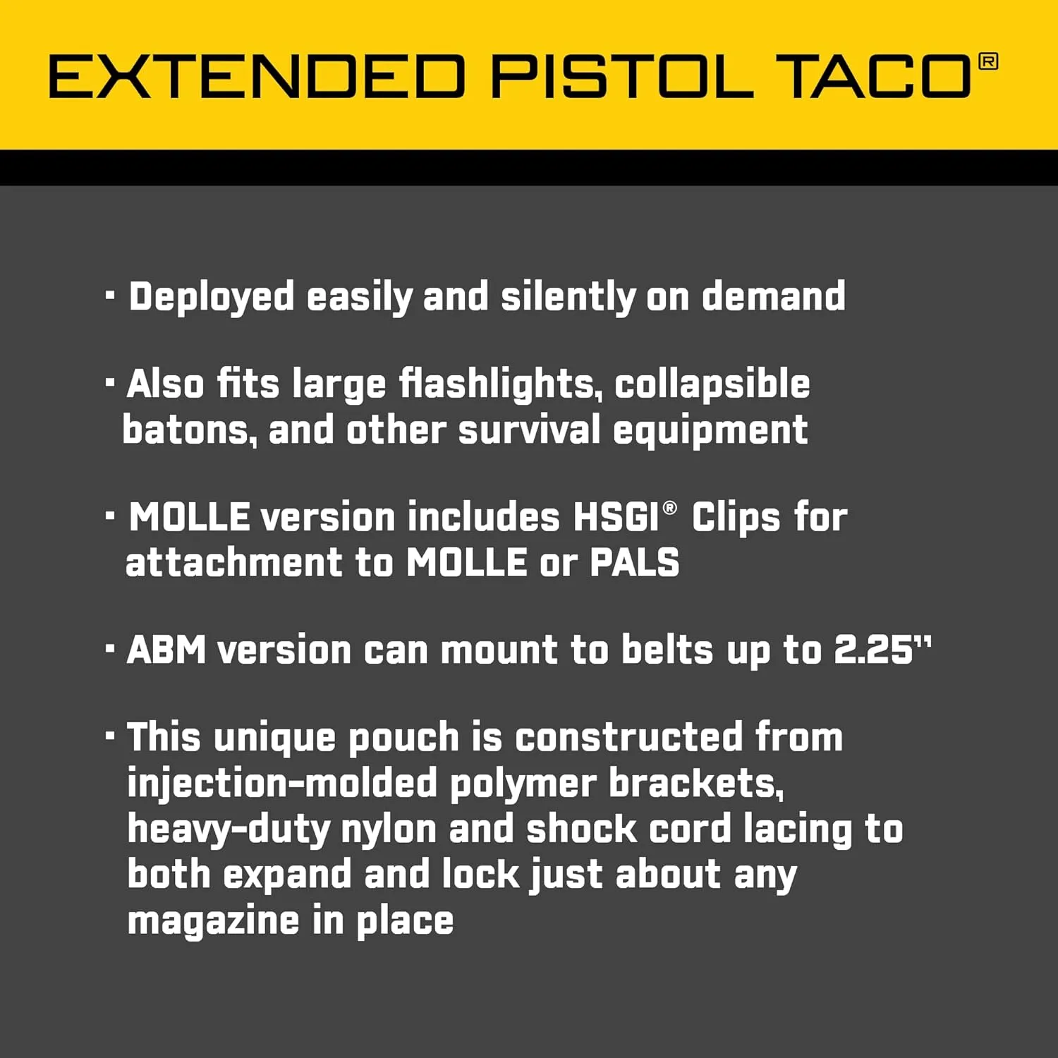 HIGH SPEED GEAR Extended Pistol Taco Universal Magazine Holster