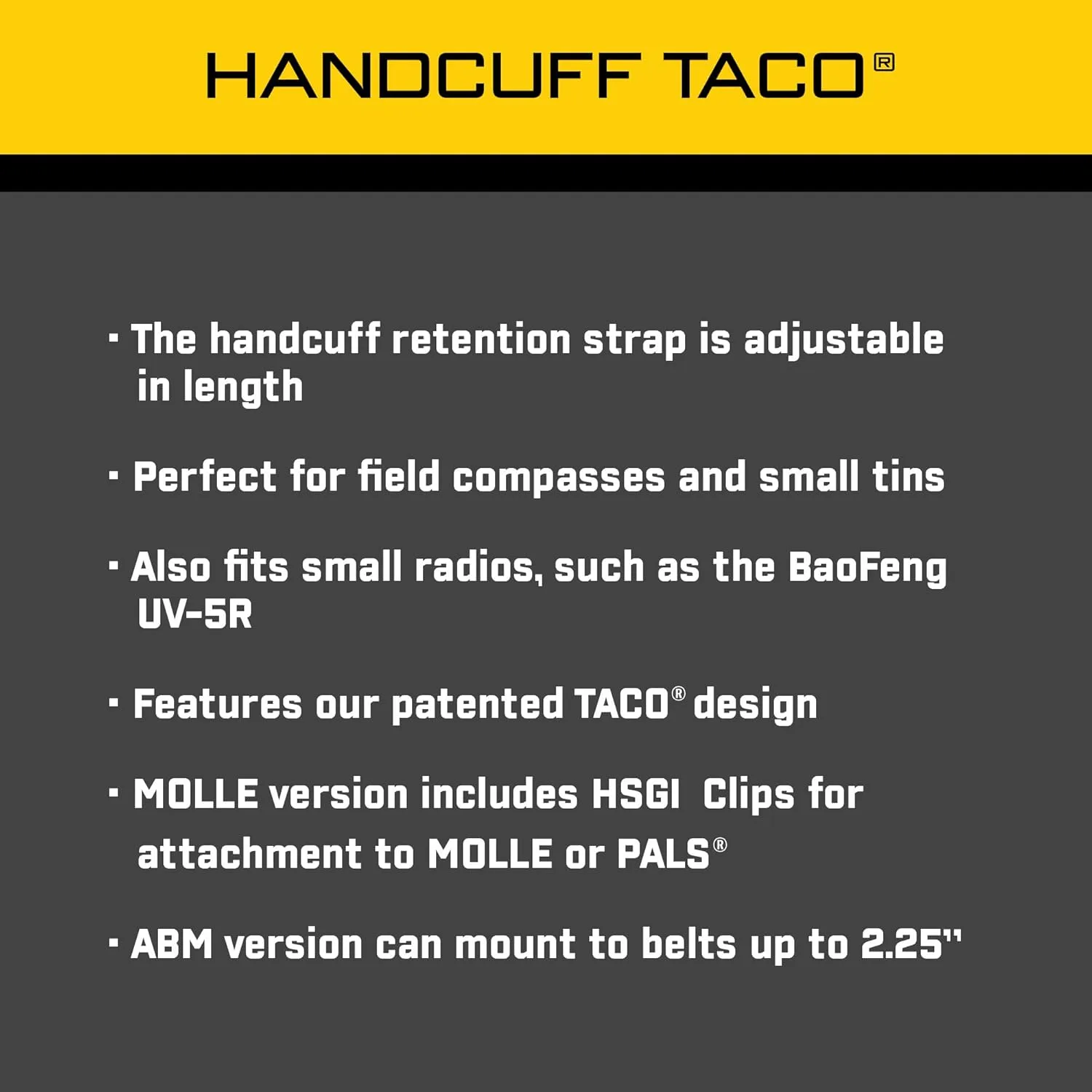 HSGI High Speed Gear Handcuff Taco Pouch Universal Handcuff Holster