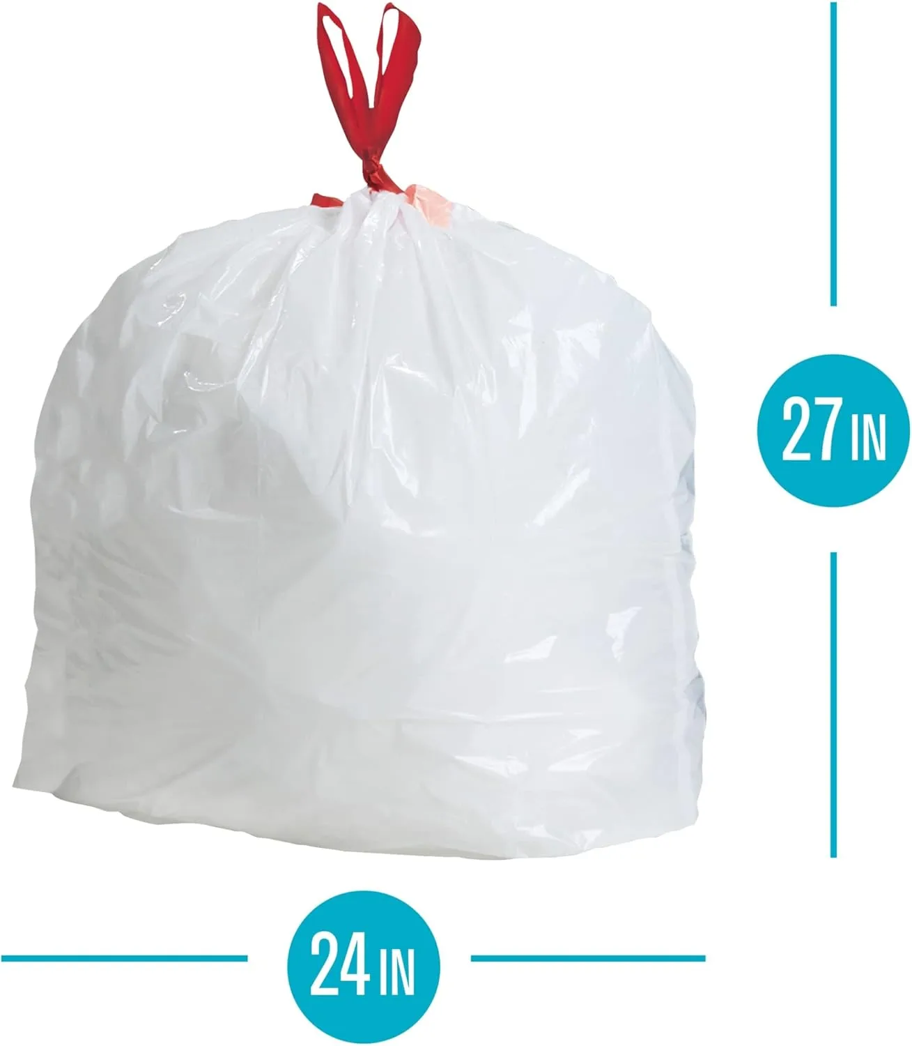 Highmark 0.9-mil Drawstring Trash Bags, 13 Gallon, White, Box of 120