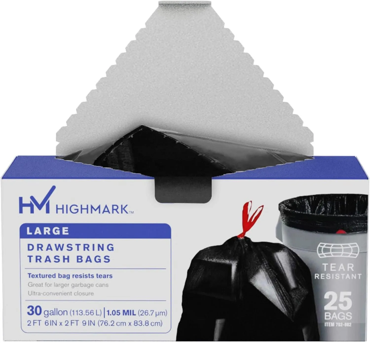 Highmark Low-Density Trash Bags, 30 Gallon, 30in x 33in, Box of 25 (DP782982)
